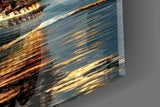 Galleon and Full Moon Seascape Glass Wall Art