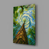 Swirling Sky Treetop Canopy Glass Wall Art