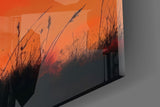 Rearing Black Horse Red Moon Glass Wall Art
