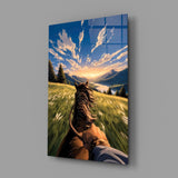Horseback Ride Mountain Valley Glass Wall Art
