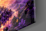 Purple Tree of Life Glowing Sunset Glass Wall Art