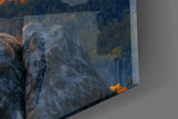 Soaring Bald Eagle Autumn Sunset Glass Wall Art