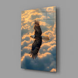 Bald Eagle Above Golden Clouds Glass Wall Art