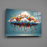 Blooming Cloud Wildflower Burst Glass Wall Art
