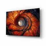 Autumn Forest Spiral Vortex Glass Wall Art