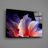 Abstract Petal Bloom Purple and Coral Glass Wall Art