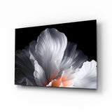 White Petal Flower Coral Heart Glass Wall Art