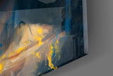 Blue Blindfold Dripping Portrait Glass Wall Art