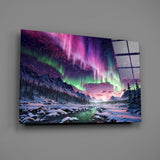 Aurora Northern Lights Snowy Valley Glass Wall Art