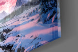 Aurora Northern Lights Snowy Valley Glass Wall Art