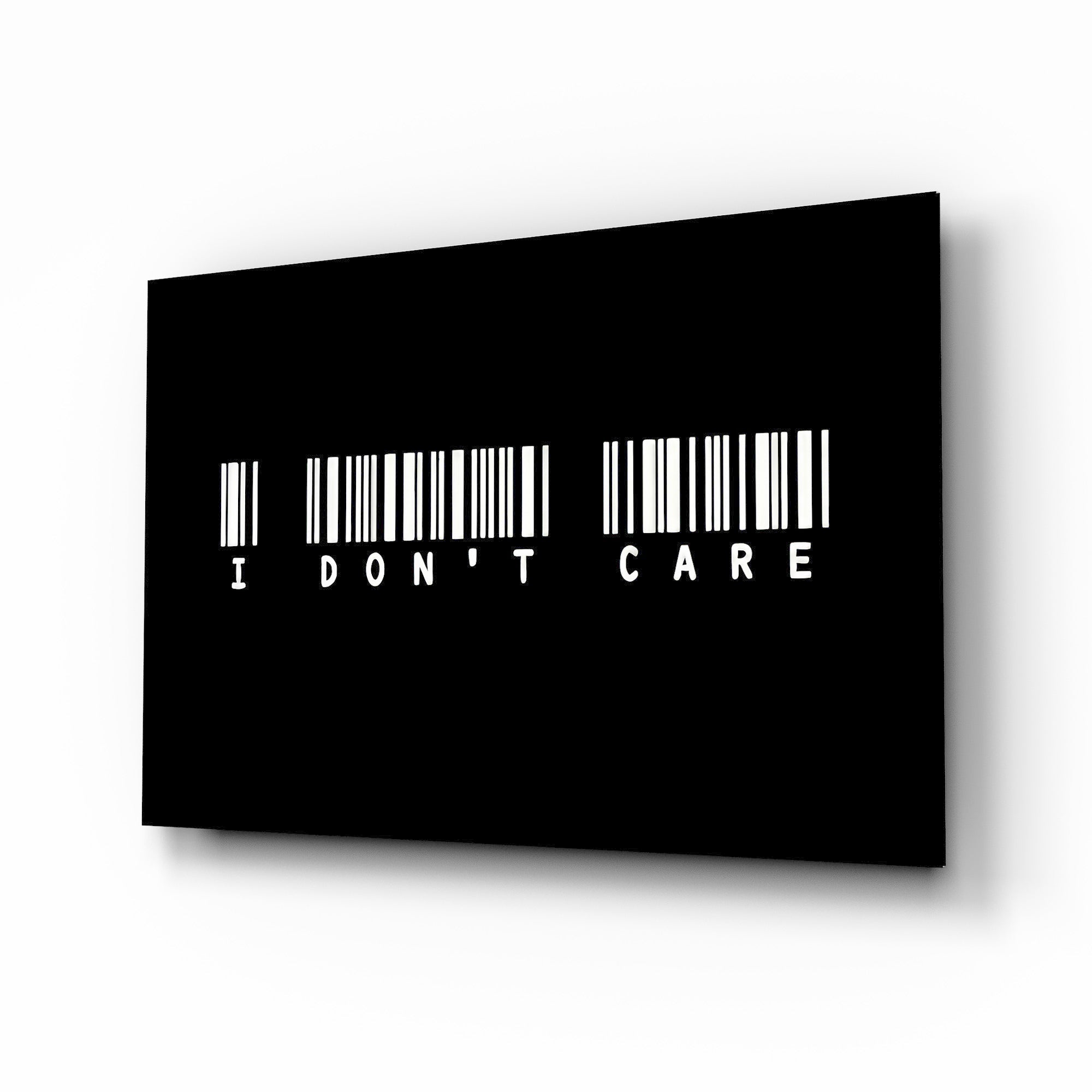 I Don't Care Barcode Glass Wall Art