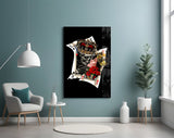 Skull King and Queen Playing Cards Glass Wall Art
