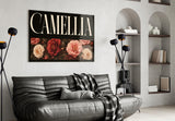 Camellia Blush and Crimson Floral Glass Wall Art
