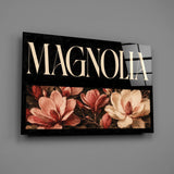 Magnolia Rose and Ivory Floral Glass Wall Art