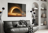 Golden Star Vortex Over a Lone Farmhouse Glass Wall Art