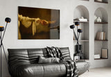 Golden Light Reaching Hands Romance Glass Wall Art
