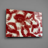 Red Lip Prints Kiss Marks Glass Wall Art