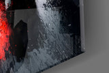 Rainy Track Red Glow Race Car Glass Wall Art