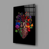 Floral Anatomical Heart Multicolor Glass Wall Art