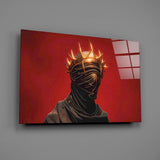 Golden Thorn Crown Crimson Figure Glass Wall Art
