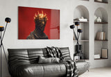 Golden Thorn Crown Crimson Figure Glass Wall Art