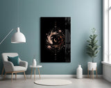 Celestial Koi Yin Yang Crescent Moon Glass Wall Art