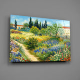 Impressionist Flower Garden Path Glass Wall Art