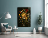 Spaghetti Fork and Wildflowers Glass Wall Art
