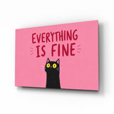 Wide-Eyed Black Cat Pink Humor Glass Wall Art