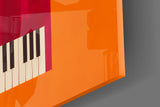 Red Grand Piano Orange Minimalist Glass Wall Art