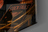 Martini Cocktail Golden Bar Cart Glass Wall Art