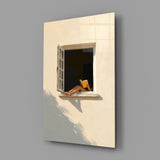 Open Window Reader Sunlit Facade Glass Wall Art