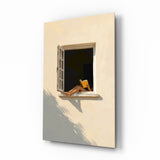 Open Window Reader Sunlit Facade Glass Wall Art