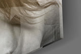 White Horse Flowing Mane Black Backdrop Glass Wall Art