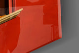 Red Wall Arched Niche Book Reader Glass Wall Art