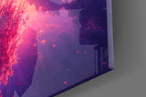Violet Blossom Tree Twilight Reflection Glass Wall Art