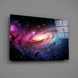Pink and Blue Spiral Galaxy Nebula Glass Wall Art
