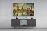 Big Ben Westminster Surrealist Style Glass Wall Art