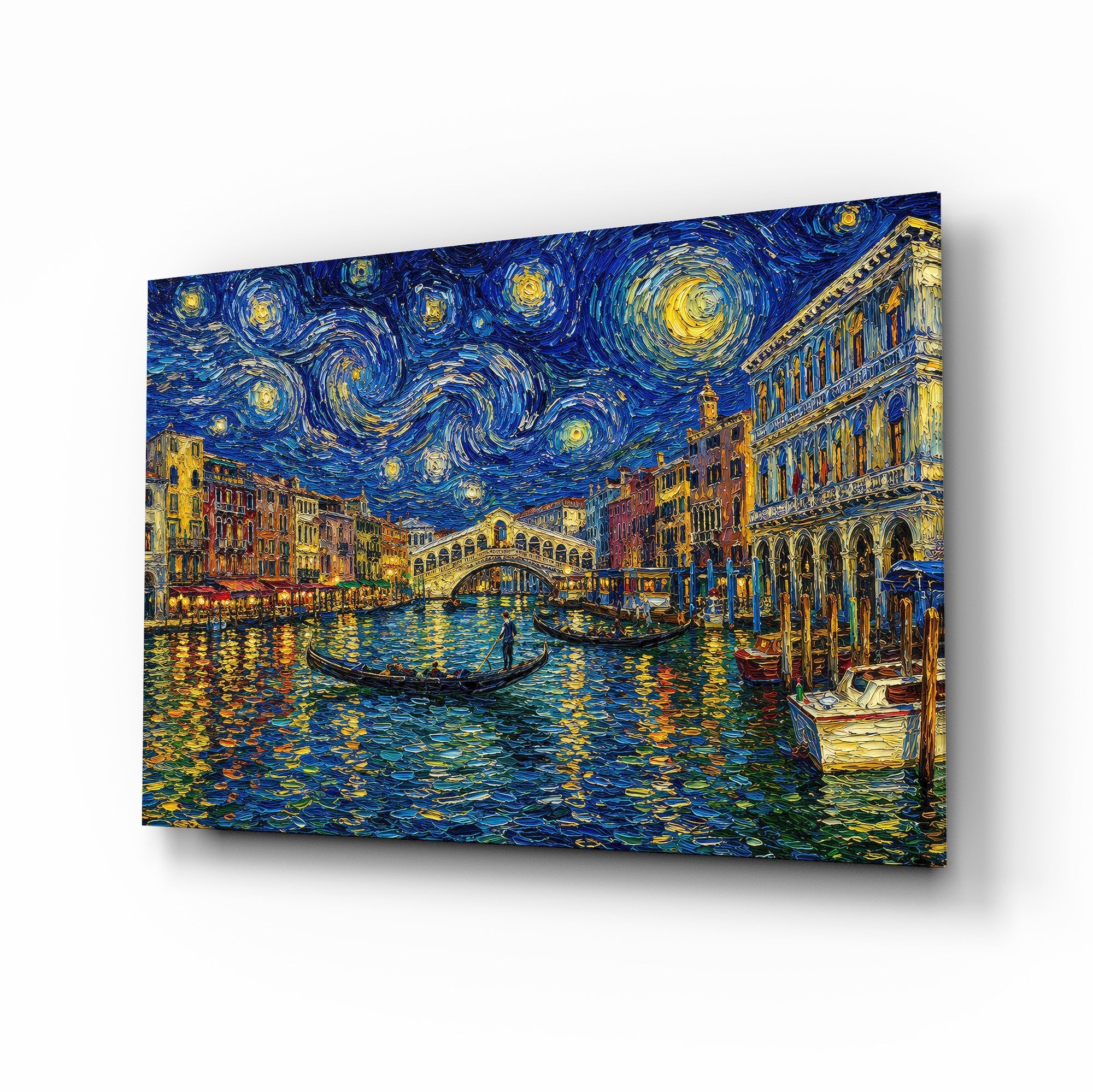 Venice Grand Canal Van Gogh Style Glass Wall Art