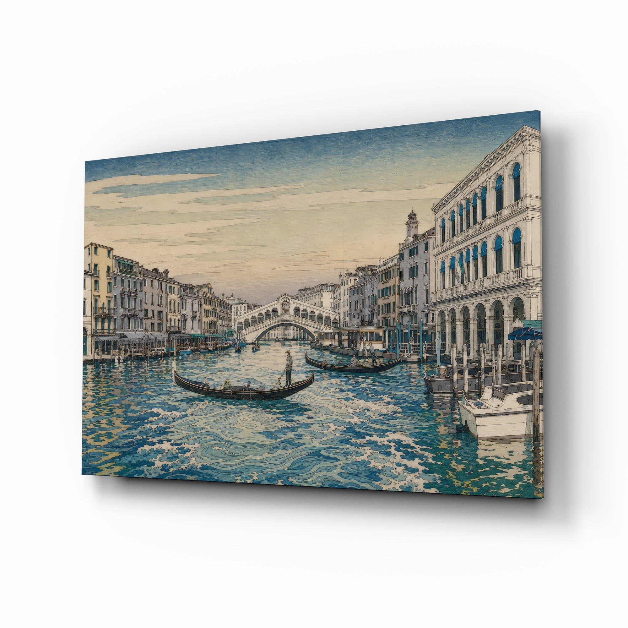 Venice Grand Canal Hokusai Style Glass Wall Art