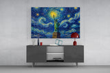 Statue of Liberty Van Gogh Style Glass Wall Art
