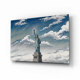 Statue of Liberty Hokusai Style Glass Wall Art