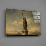 Statue of Liberty Da Vinci Style Glass Wall Art