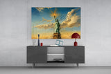 Statue of Liberty Surrealist Style Glass Wall Art