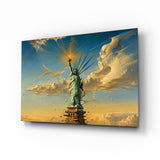 Statue of Liberty Surrealist Style Glass Wall Art