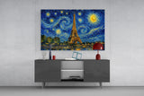 Eiffel Tower Van Gogh Style Glass Wall Art