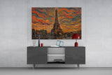 Eiffel Tower Munch Style Glass Wall Art