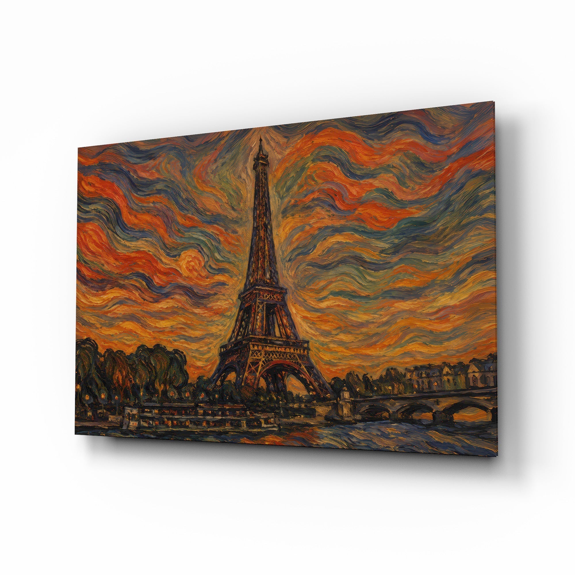 Eiffel Tower Munch Style Glass Wall Art