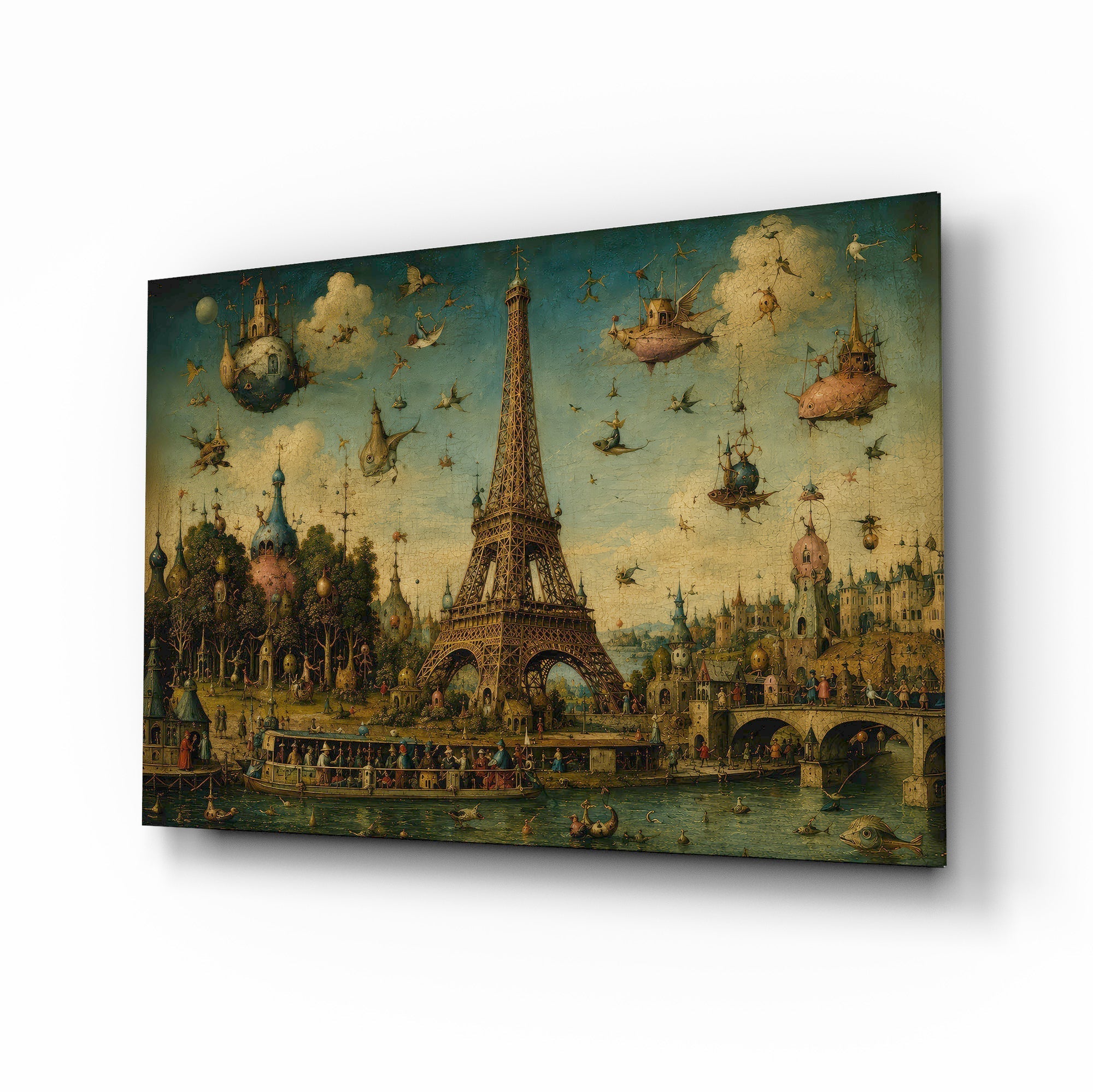 Eiffel Tower Bosch Style Glass Wall Art