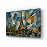 Eiffel Tower Cubist Style Glass Wall Art